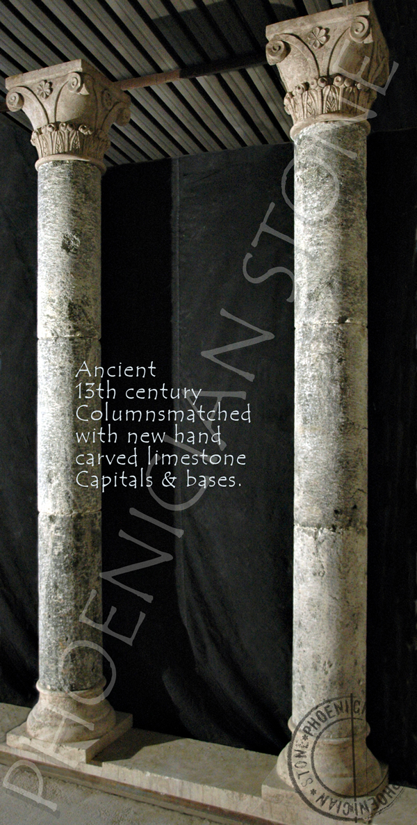 You are looking at new hand carved columns with a medium earth patina and a medium architectural antique destressed finish