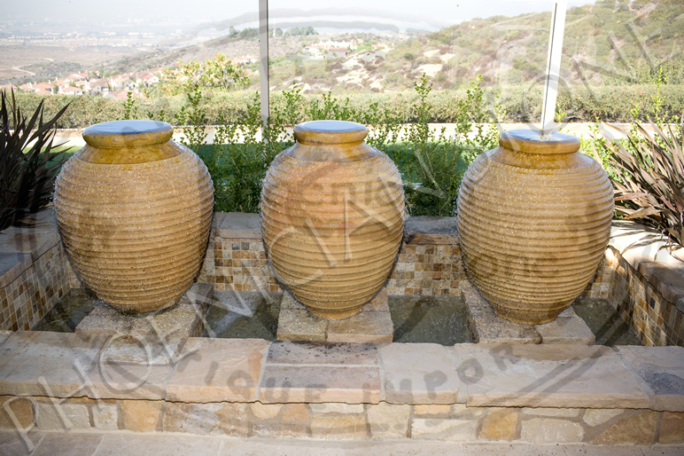Antique Terra Cotta Roped Jars in fountain Circa 17th Century